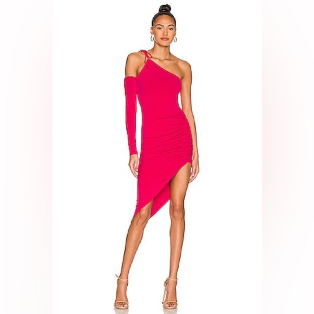 Lovers + Friends Palmer Midi Dress; Fuchsia Asymmetrical Dress